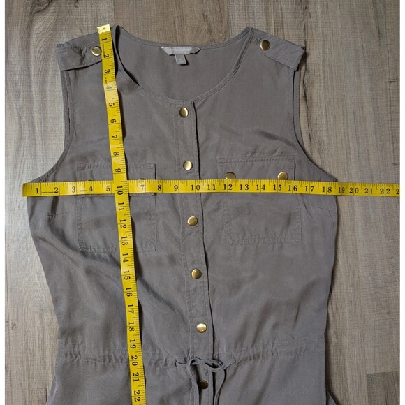 Banana Republic Size 10 Shirt Dress Snap Buttons Taupe Lyocell Utility Safari - Picture 7 of 8